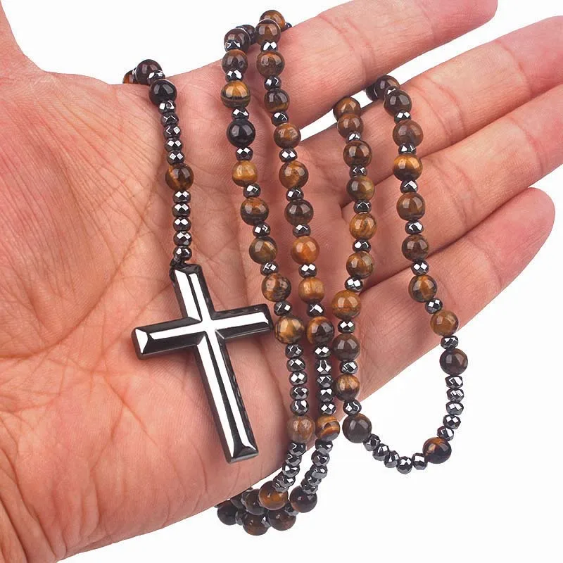 Ожерелье из гематита с бусинами для мужчин и женщин ожерелье черными сверкающими