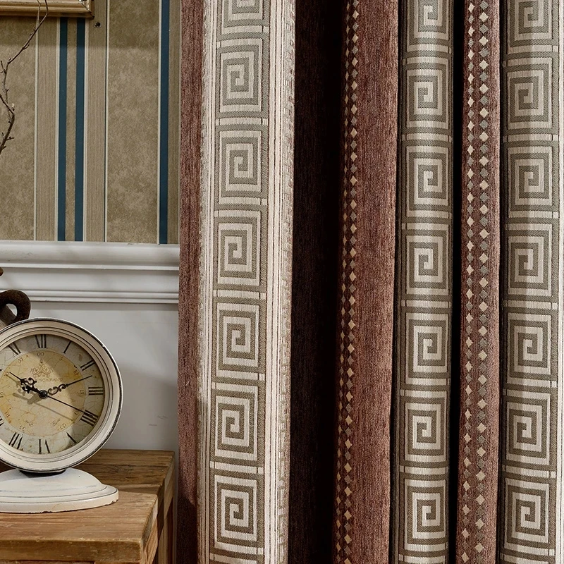 Роскошные европейские затемняющие шторы для гостиной синие коричневые плотные