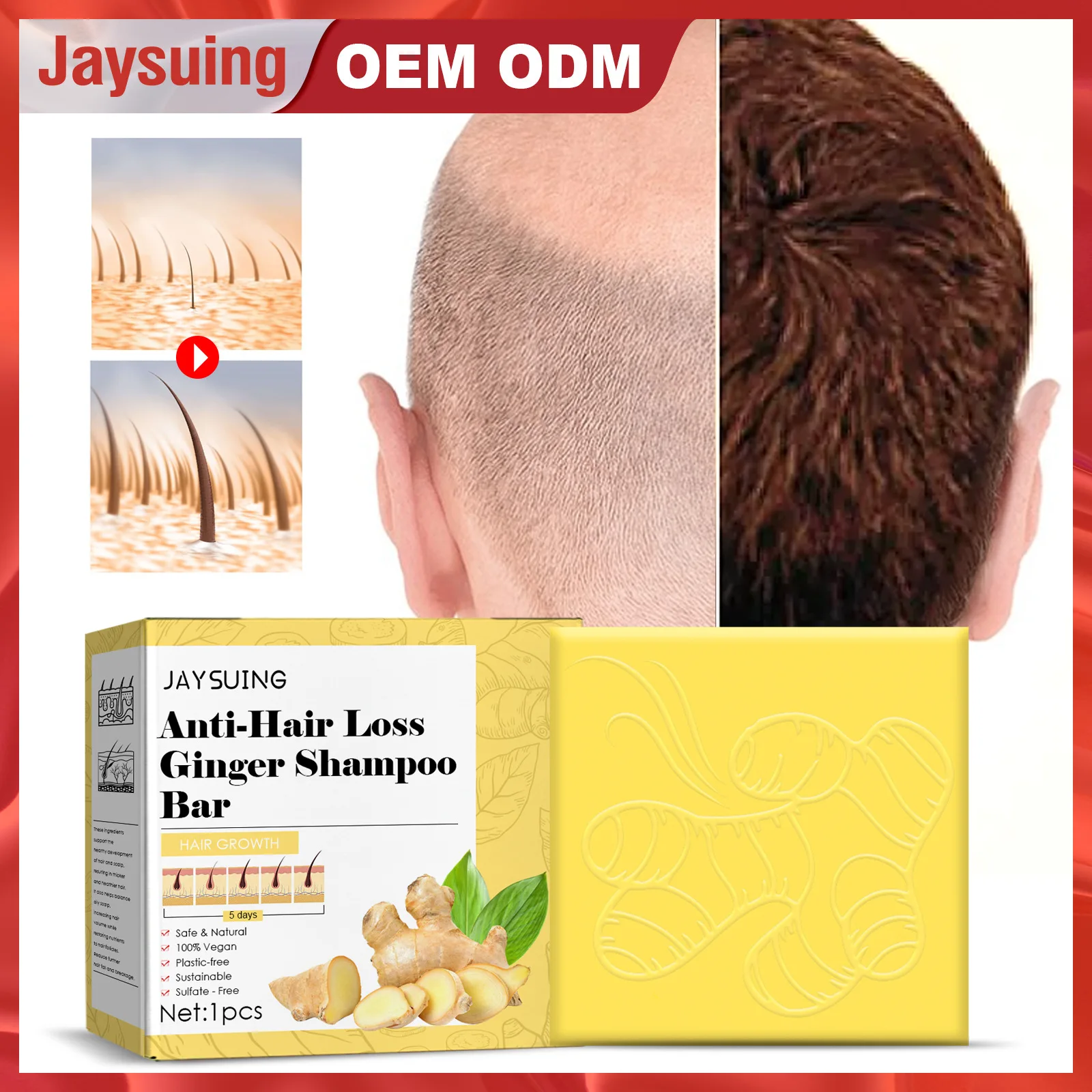 

Jaysuing Handmade Hair Growth Shampoo Soap Cold Processed Soap Anti-hair Loss Moisturizing Pure Plant Hair Shampoos Hair Care