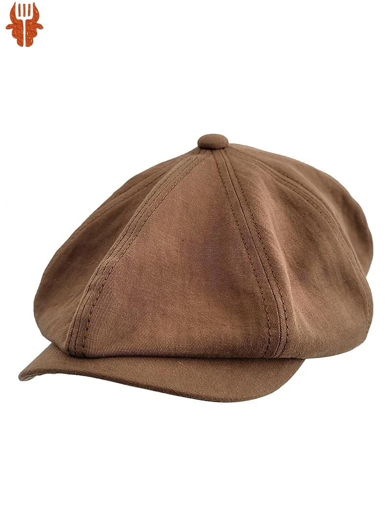 

Vintage Octagonal Cap Camel Stylish Casual Painter's Hat Unisex Beret