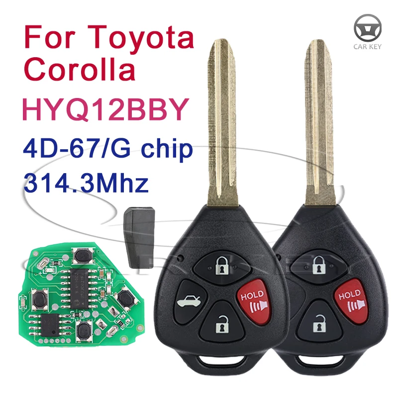 HYQ12BBY для Toyota Camry Avalon Corolla Matrix RAV4 Yaris Venza tC/xA/xB/xC чип 314 4 МГц лезвие TOY43 ID4D 67 G