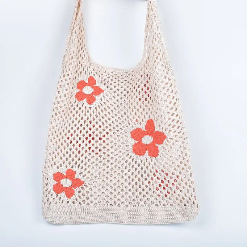 

Mesh Hollow Beach Tote Bag Shopping Bag Knit Shoulder Bag for Women Girls