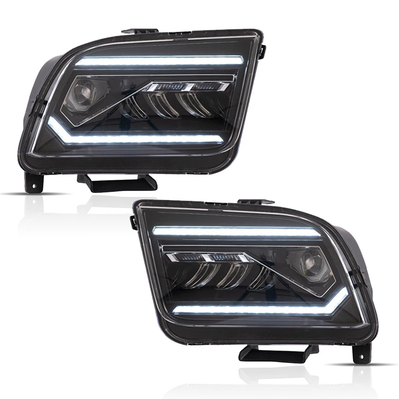 Head Lamp for FORD Mustang LED Headlight 2005-2009 Headlights DRL Turn Signal High Beam Angel Eye Projector Lens