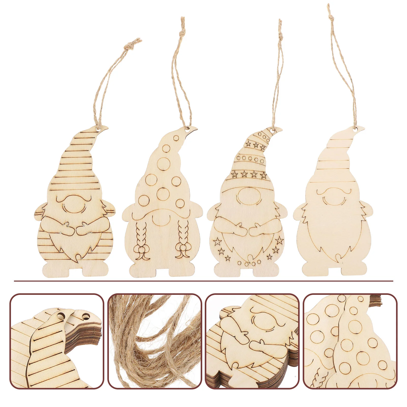 

Gnome Wooden Wood Christmas Ornaments Cutouts Hanging Unfinished Slices Blank Diy Crafts Elf Tags Gnomes Tree Pendant Decoration
