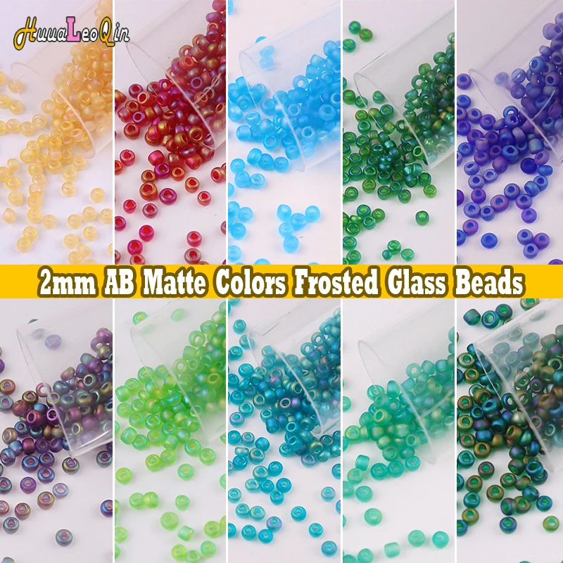 

5g/10g 2mm Transparent Frosted AB Matte Colors Glass Beads 12/0 Loose Spacer Seed Beads for Needlework Jewelry Making DIY Sewing