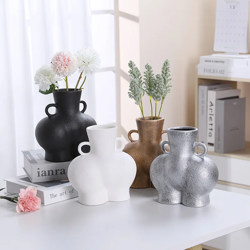 

Nordic Ins Ceramic Vase Naked Hydroponic Ass Flower Vases Flower Arrangement Pot Countertop Crafts Decoration Home Accessories