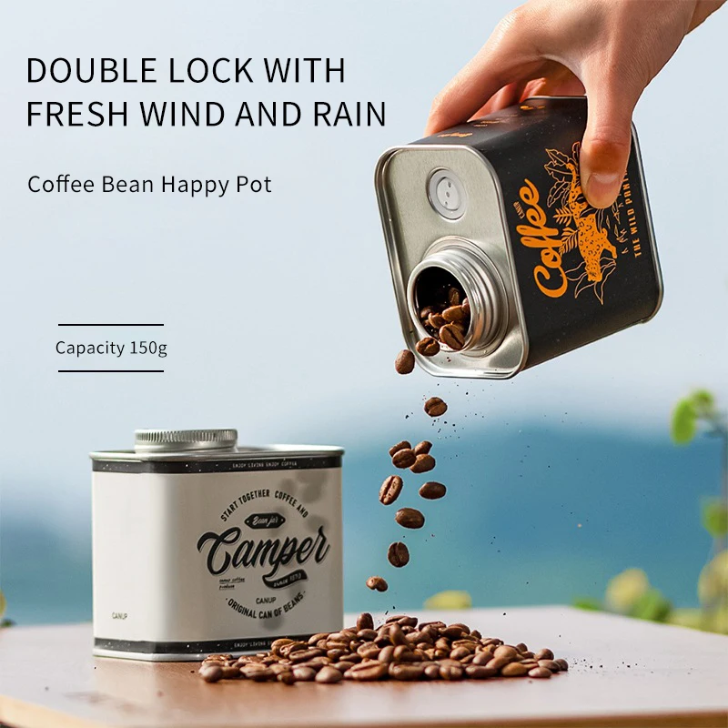 

Coffee Bean Airtight Cans Outdoor Camping Tin Box Food-grade Packaging Storage Fresh Breathing Iron Cans Coffee Accessories