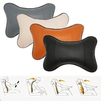 car neck pillows pu leather headrest for head pain relief breathable fiber universal car pillow interior accessories 4 colors