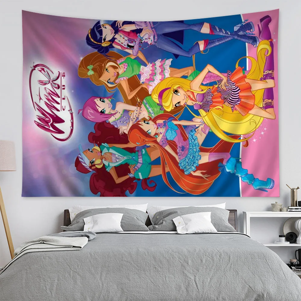 Девушка мультфильм W-Winx висящий богемный гобелен настенный Мандала дешевый хиппи