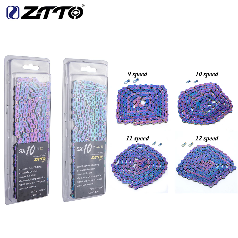 

ZTTO 9/10/11/12 Speed Bicycle Chain Ultralight Mountain/Road Bike Variable Speed Chain 116 Section Steel Half Hollow Bike Chain