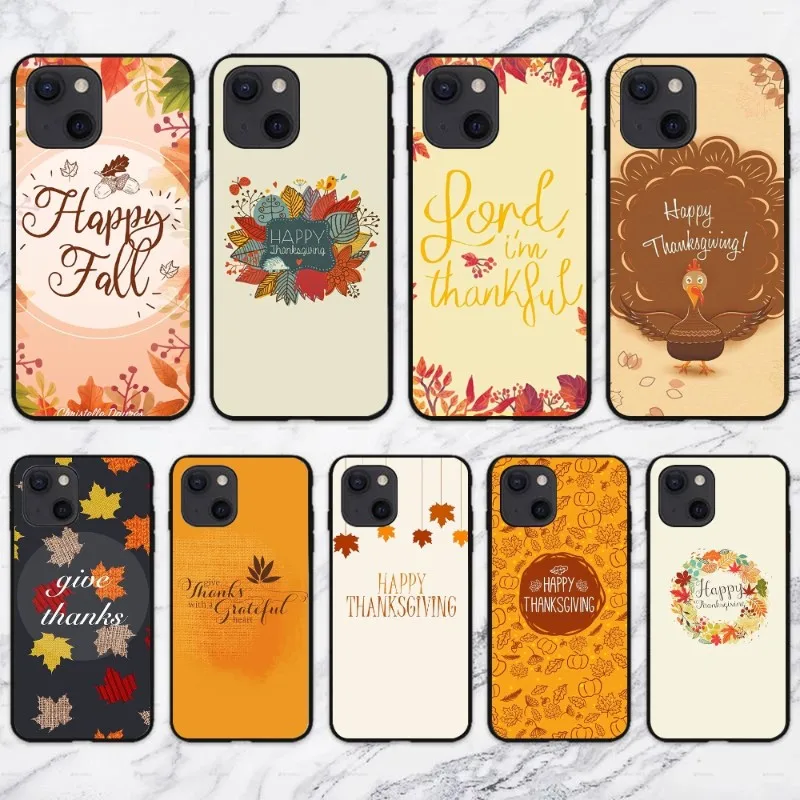 

Чехол для телефона на День Благодарения для IPhone 14 13 12 11 XS X 8 7 6 Plus Mini Pro Max SE 2022, мягкий черный чехол для телефона