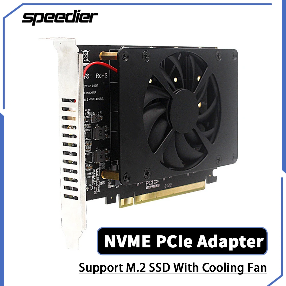 

Адаптер NVME PCIe PCI-E X16 NVME M.2 M Key SSD RAID Array адаптер материнской платы PCI-E разделенная карта 4 SSD с охлаждающим вентилятором