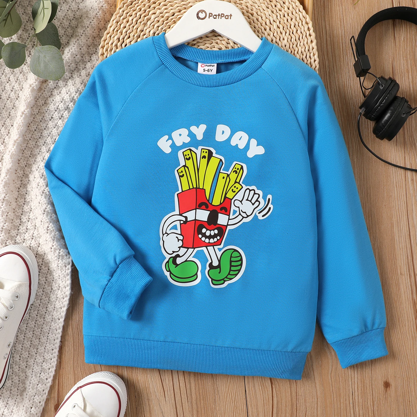 

PatPat Kid Boy French Fries & Letter Print Pullover