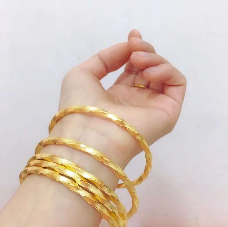 

ANGLANG Elegant Women Gold Colour Cuff Bracelet Twist Design Adjustable Charm Vintage Bangle Friendship Jewelry Gifts