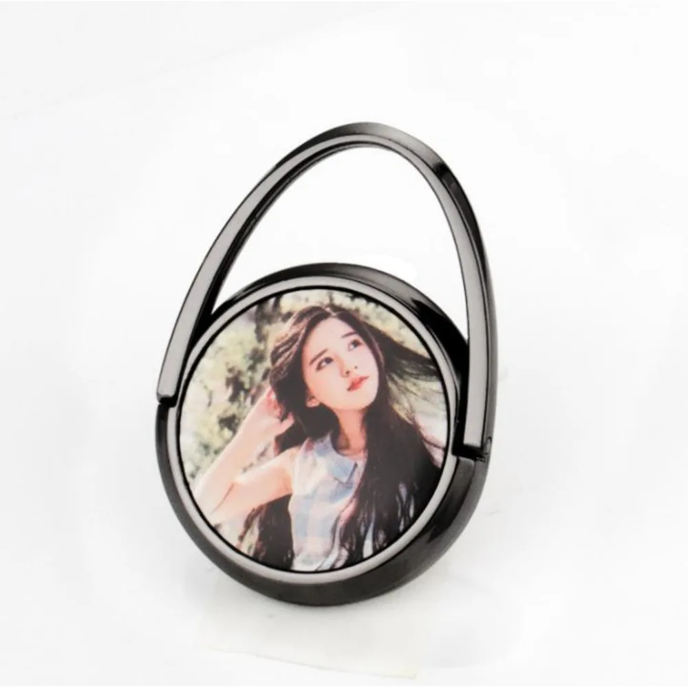 

DIY Sublimation Phone Holders Favor Zinc Alloy Round Smartphone Brackets Heat Transfer Coating Finger Stand