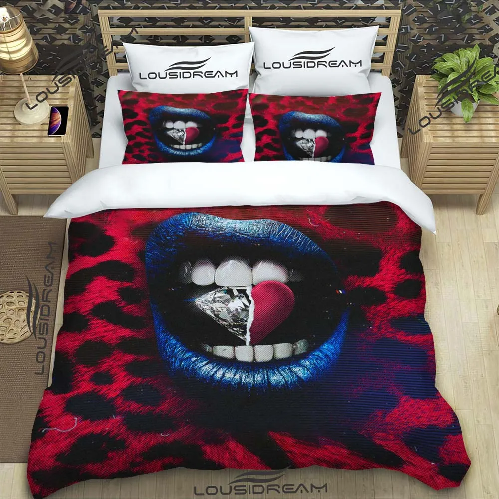 

Sexy Lips Red Mouth Print Bedding Set King Twin Double Child Bedding Set Drawing Printed Microfiber or Polyester Duvet Cover Set