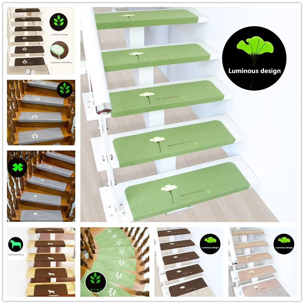 

Home Decor Luminous Stair Mat Rug Stair Step Soft Anti-Skid Reusable Stairway Rugs Pad Home Decor Stairs Mat Bathroom Doormat