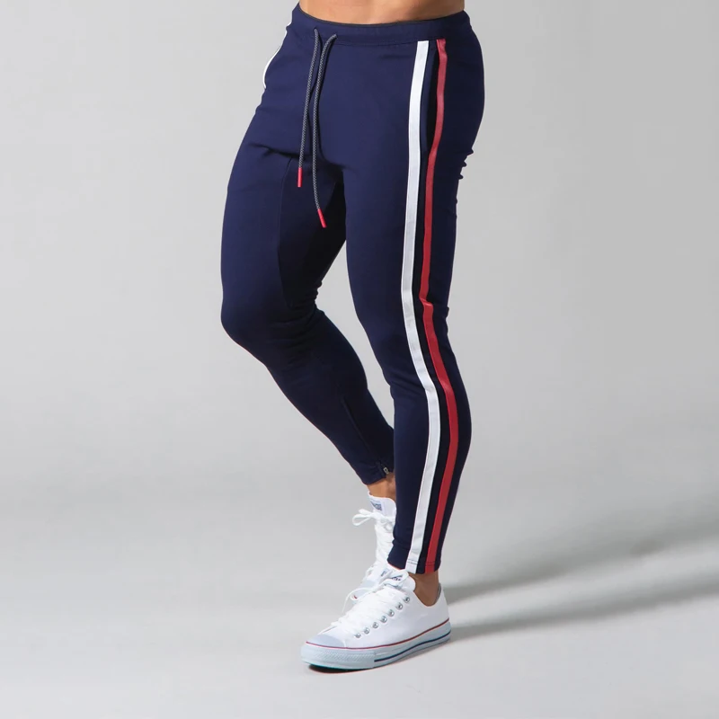 

Men's Running Sports Fitness Pants pure cotton casual patchwork zip-up trousers Outdoor training stretch fashion trend pants