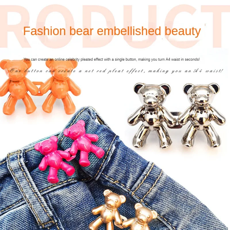 

1Pair Detachable Buttons Bear Snap Fastener Pants Pin Retractable Button Sewing-Free Buckles for Jeans Perfect Fit Reduce Waist