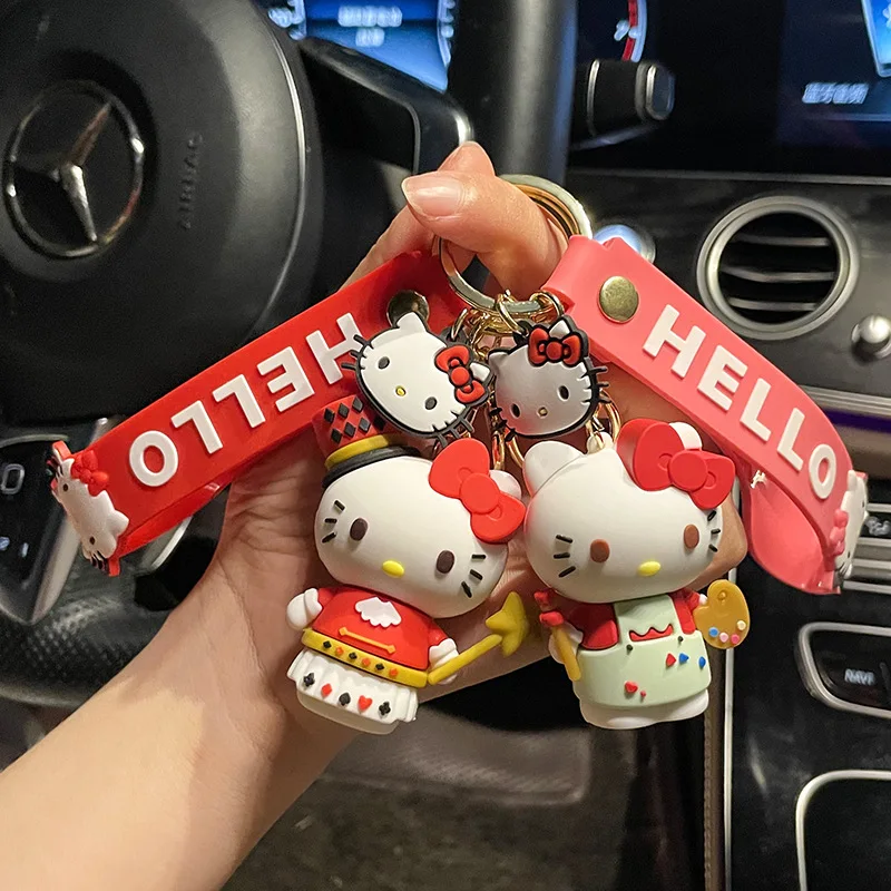 

Cute Holley Kitty Anime Kt Cat Key Chain Pendant Creative Cartoon Keychain Bag Accessories Keyring Woman Fashion Gift