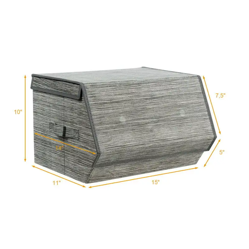 

of 4 Stackable Large Bins Cubes W/Lids Storage Organizers
