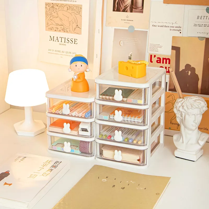 

NEW Transparent Desktop Stationery Storage Box Drawer Rack Multi-layer Organizer Desk Jewelry Cosmetic Storage Boxes Home Organi