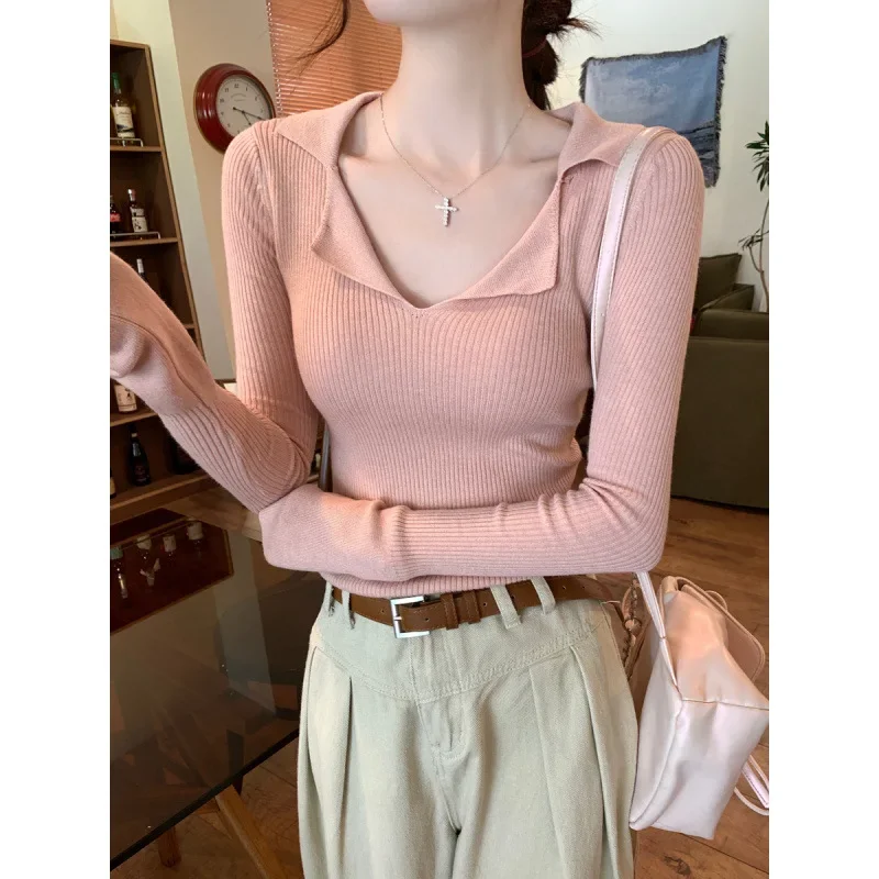 Женский вязаный свитер с длинными рукавами осень 2023 новинка высокого класса