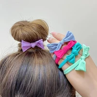 iceclouds 5pcsset women color bow nylon elastic rubber bands girils ponytail sweet hair tie hair bands fashion hair accessories