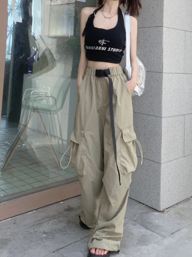 

New Harajuku Casual Baggy Sweatpants Women Elastic High Waist Cargo Wide Leg Pants Retro Y2k Fashion Vintage Streetwear Joggers