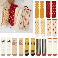 1 pair cotton baby knee high socks super soft girls boys cute print candy color long sock for 1 12 years toddler kids stockings