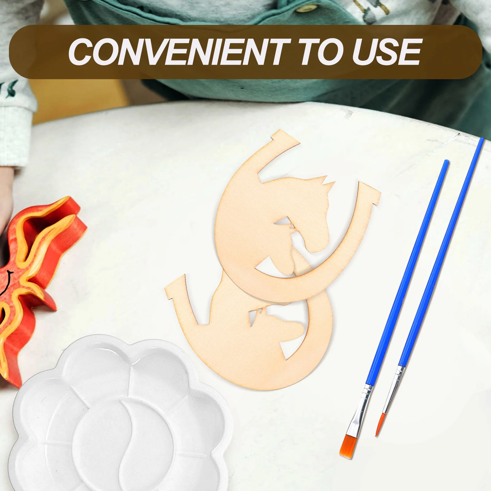 DIY живопись ломтики подкова чипсы незавершенные деревянные аксессуары форма