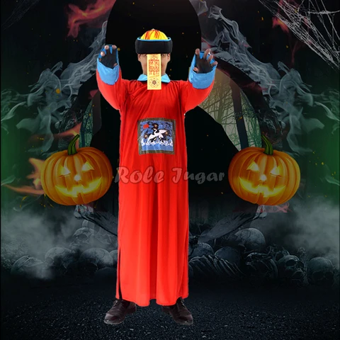 Китайский традиционный страшный костюм зомби косплей унисекс Хэллоуин Карнавал праздник маскарад костюмы призрака