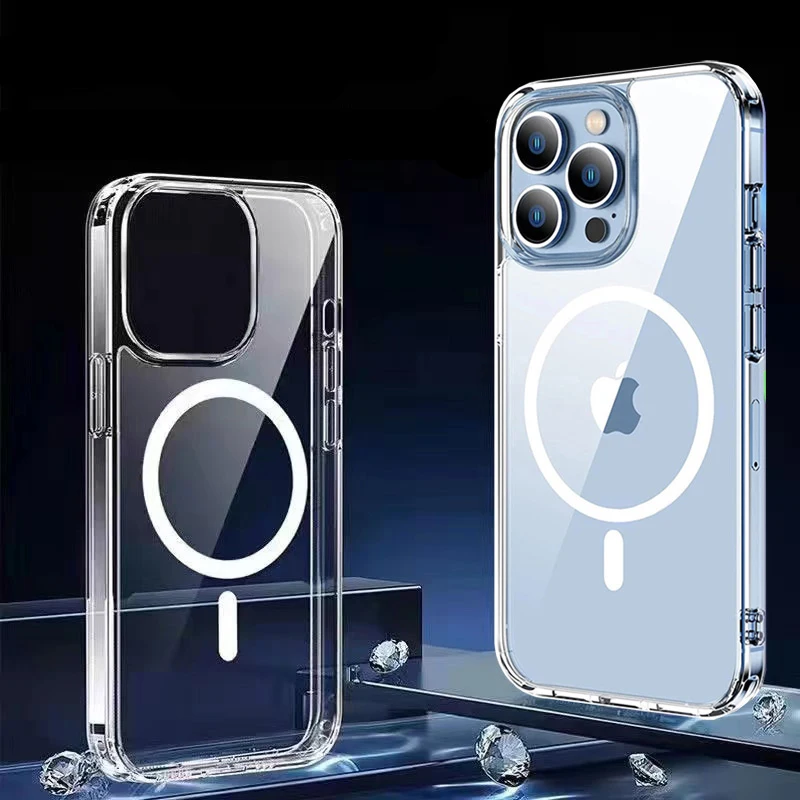 

Magsafing Case For iPhone 11 Case For iPhone 14 Pro Max 12 13 Mini 14 Plus Case TPU Clear Magnetic Wireless Charging Funda Cover