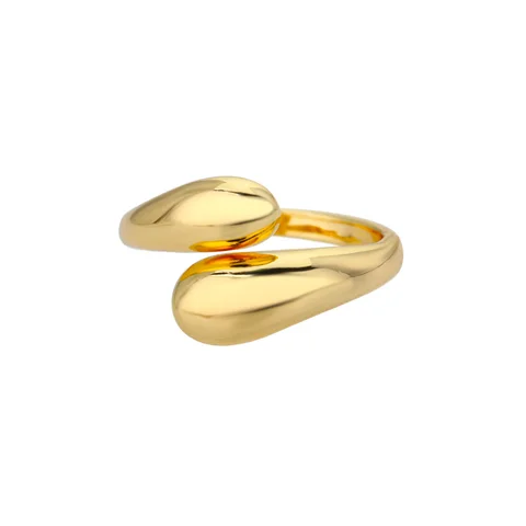 Anéis de aço inoxidável para mulheres 2024 Trend Open Gold Color Double Bead Ball Ring Ring Wedding Jóias estéticas Casal Gift Anilos