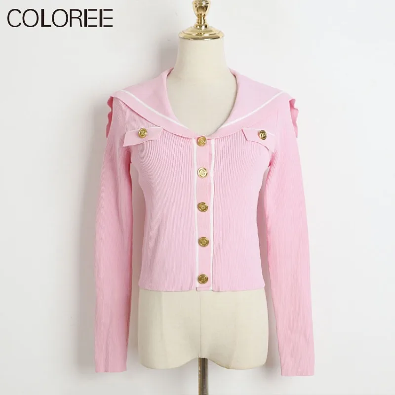 

Sueters De Mujer Moda 2023 Korean Fashion Pink White Cardigans for Woman Elegant Single Breasted Knitted Sweater Mujer