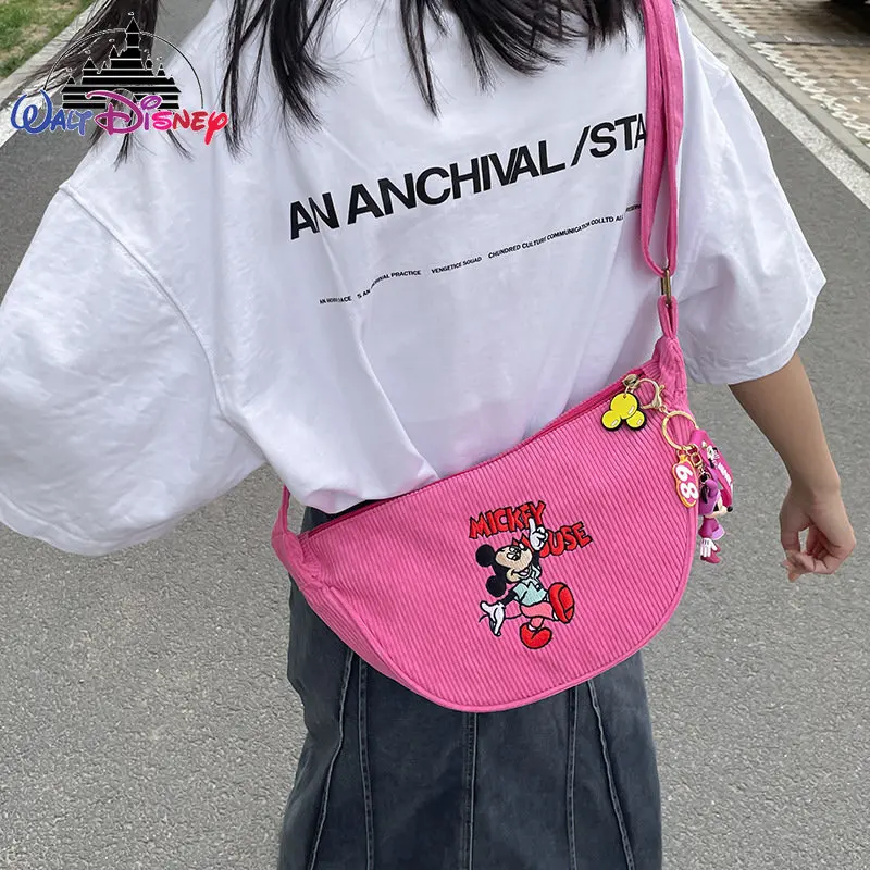 Disney Mickey New Women's Shoulder Bag Cartoon Embroidery Fashion Women's Shoulder Crossbody Bag High Capacity Women's Bag