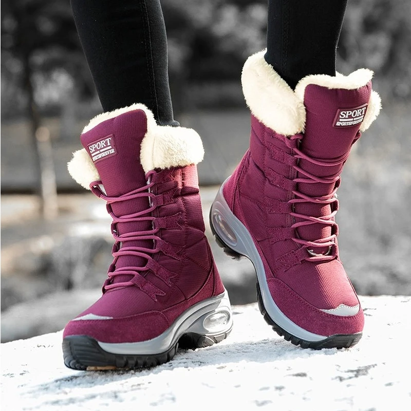 New Winter Women Boots High Quality Keep Warm Mid-Calf Snow Boots Women Lace-up Comfortable Ladies Boots Chaussures Femme