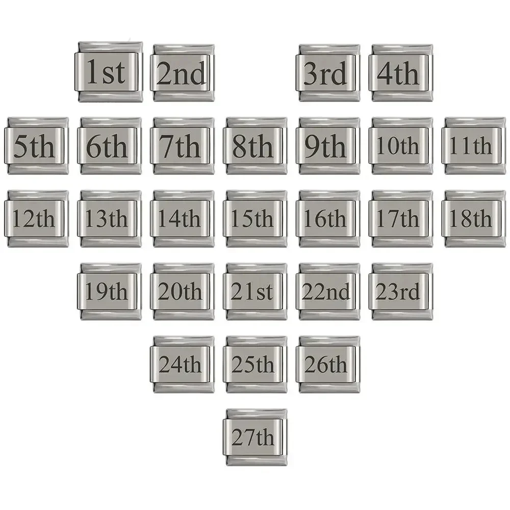 Фото 2024 Новая мода 1st-31st Дата Итальянские подвески-звенья подходят для браслета 9 мм из нержавеющей стали для женщин и мужчин Ювелирные изделия DIY Изготовление оптом №1