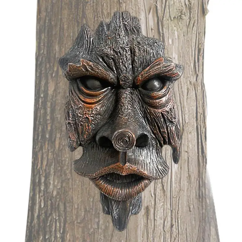 

Tree Faces Decor Outdoor Bird Feeder Tree Face Resin Decor With Strong Decorative Effect Hand Drawn Solid Resin Easy To Install