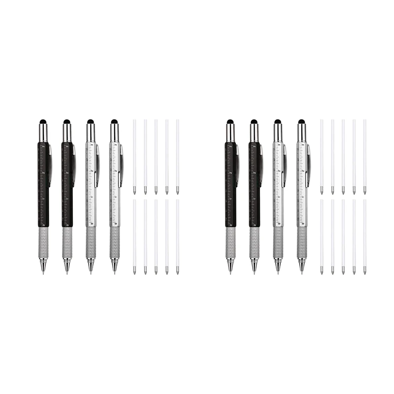 

8 Pcs 6-In-1 Multitool Ballpoint Pens Gift Tool Pen Personalized Pen With Ruler Tool Gadget Pen Gift For Men A