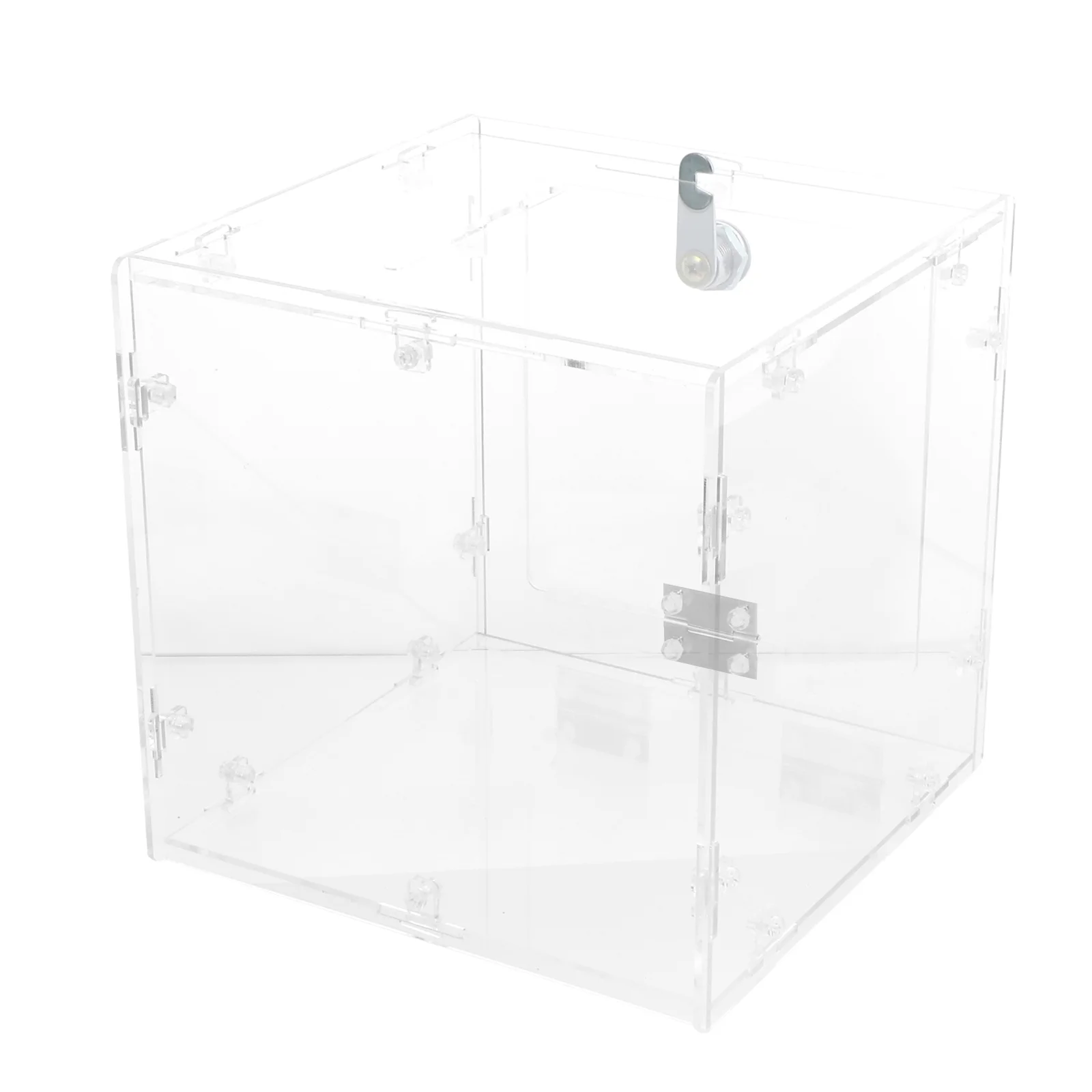 

Box Acrylic Suggestion Donation Ballot Clear Ticket Lock Collection Cube Transparent Charity Voting Raffle Comment Money Display
