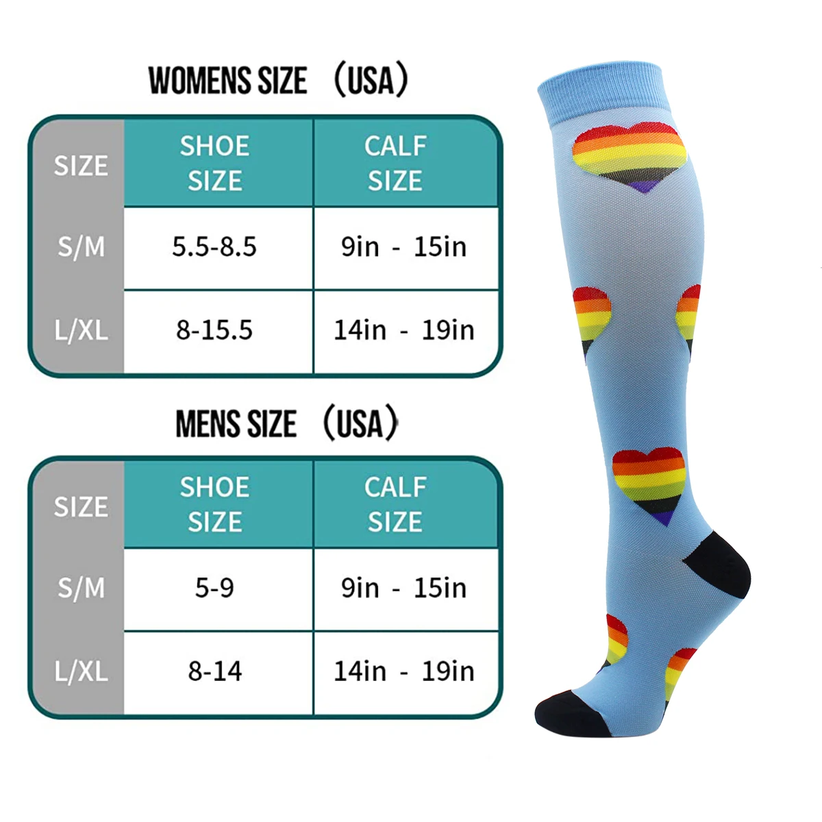 Compression Socks Men Women Best Graduated Athletic 15-20 mmHg Professional Nursing Socks Outdoor Travel Sports Running Socks