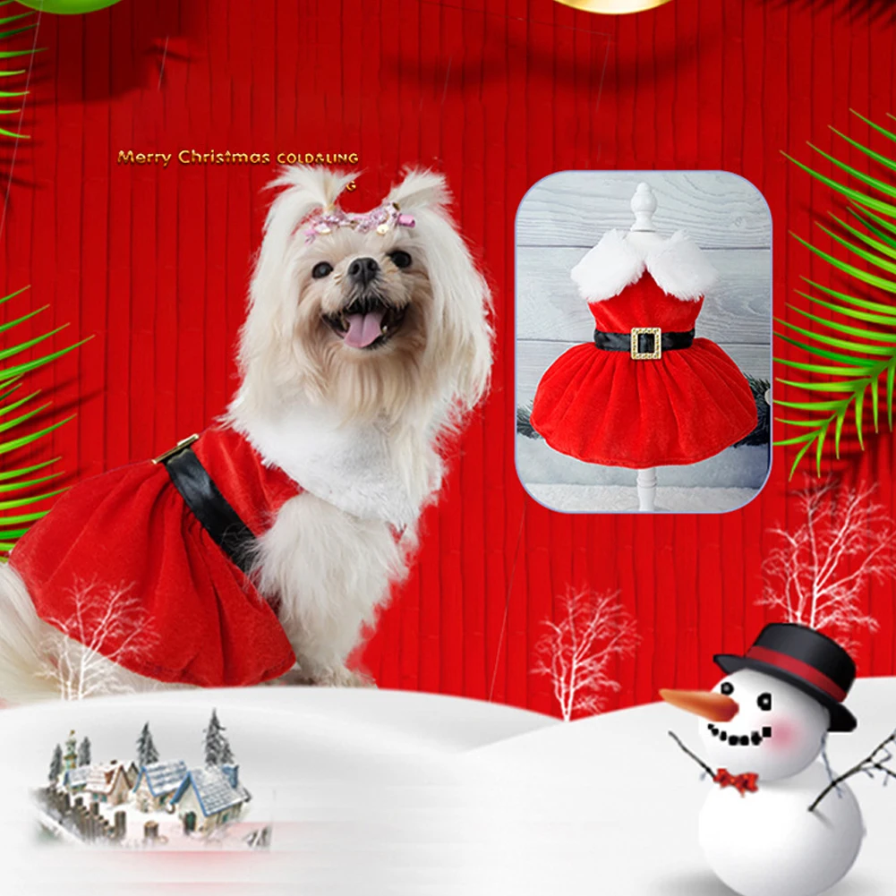 

Christmas Girl Dog Clothes Winter Dress for Small Dogs Fancy Princess Puppy Costume Pet Accessories