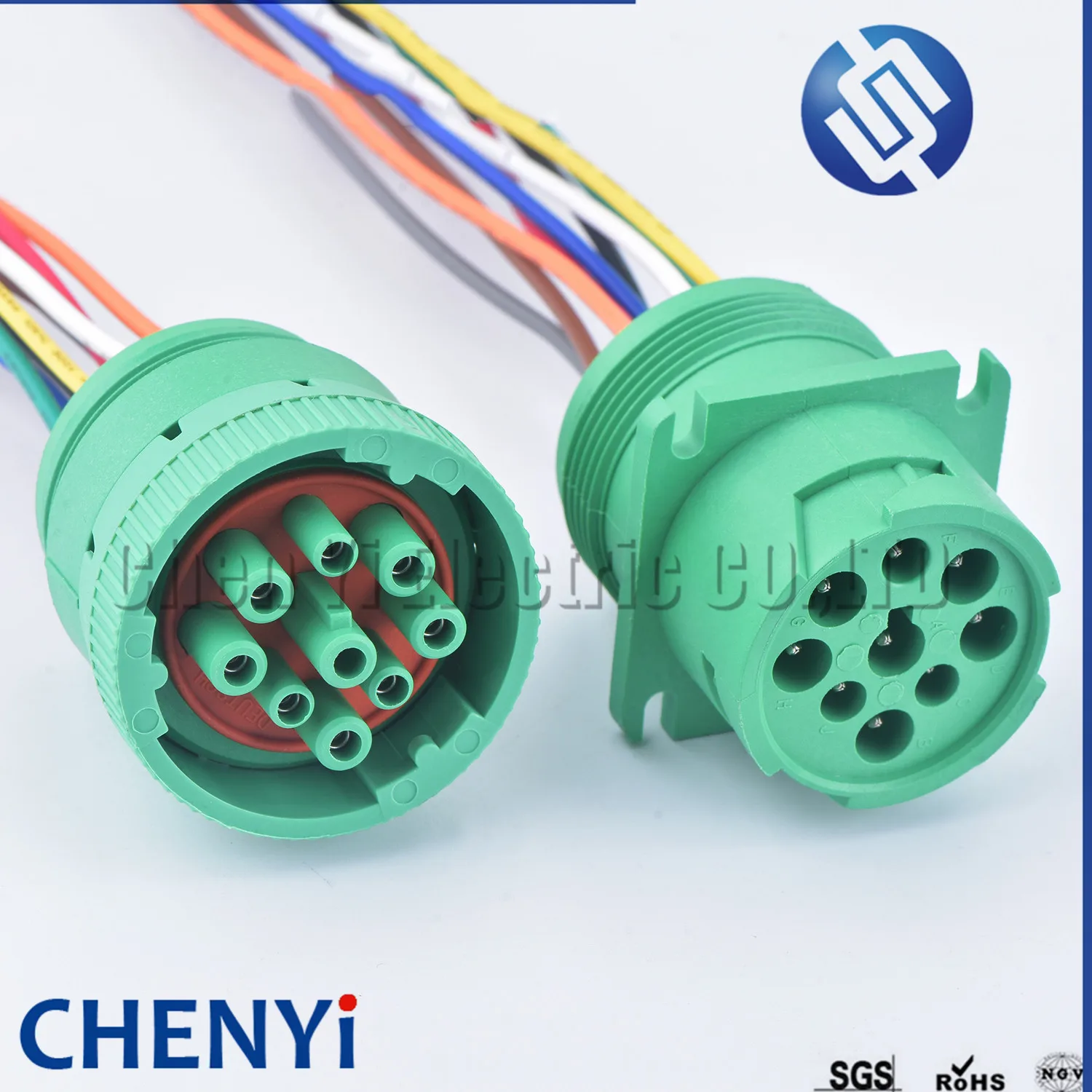 Зеленый 9-контактный автомобильный водонепроницаемый разъем, диагностический инструмент, круглая проводка, штепсельная вилка, брикет