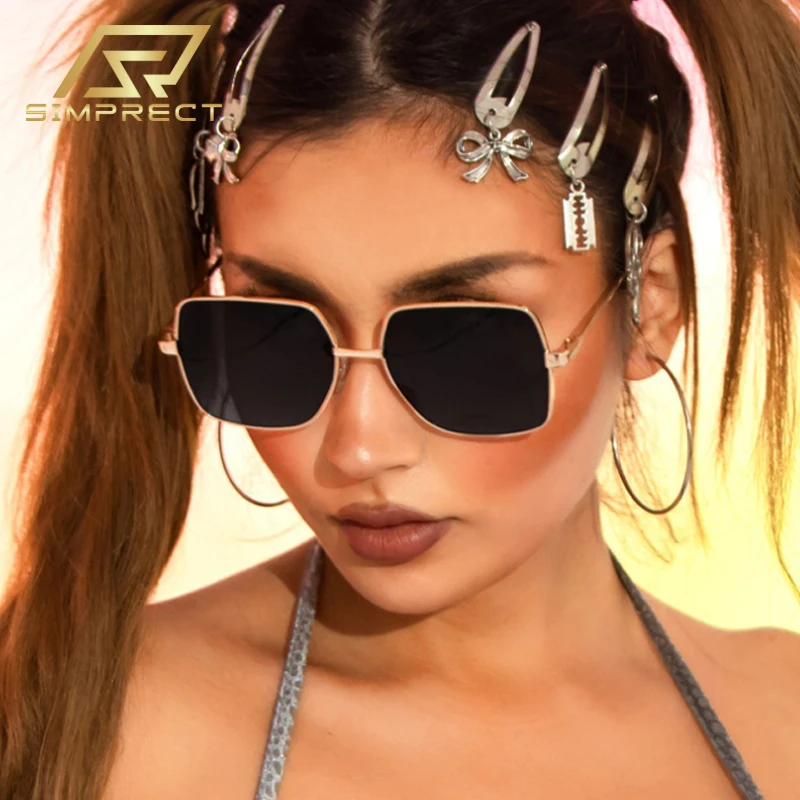 

SIMPRECT Fashion Week Oversized Square Sunglasses Women 2022 Luxury Brand Designer Sun Glasses Men Vintage Shades For Women