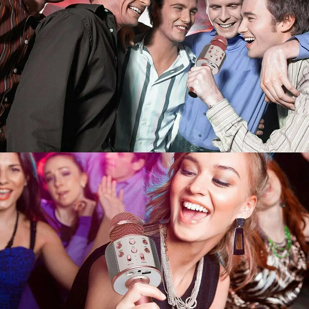 Беспроводной конденсаторный микрофон для караоке WS858 с Bluetooth проигрывателя