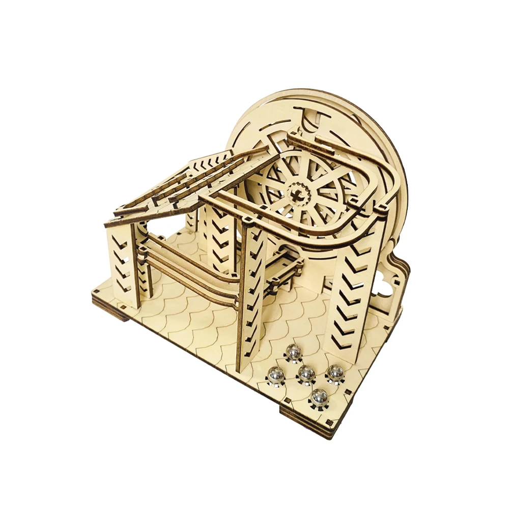 

DIY Wooden Mechanical Marble Run 3D Puzzle Jigsaw Parent-Child Interactive mechanical gear Racing Ball Zuma Game Kits Assembly