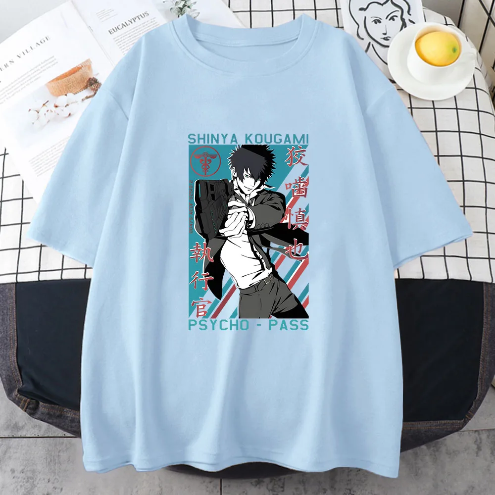 

Psycho Pass Kogami Shinya T-shirts Women Aldult Handsome Sense of Design Tshirts Aesthetic T Shirts 100% Cotton High Street Soft