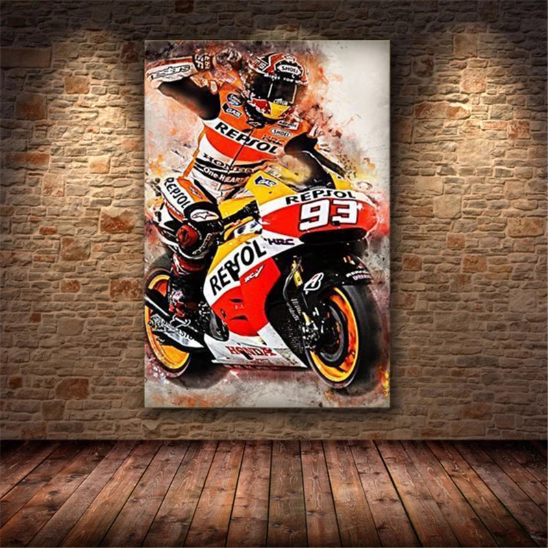 

Modern Graffiti Valentino Rossies Poster Motorcycle Canvas Painting Wall Art Picture for Living Room Wall Decoration Home Decor