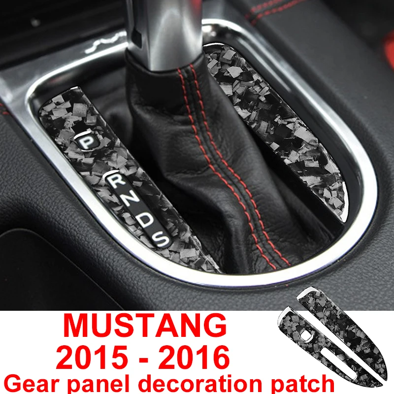 

Панель переключения передач из углеродного волокна для Ford Mustang 2015-2020, декоративные полосы, автомобильные наклейки, кованый узор, аксессуары для интерьера